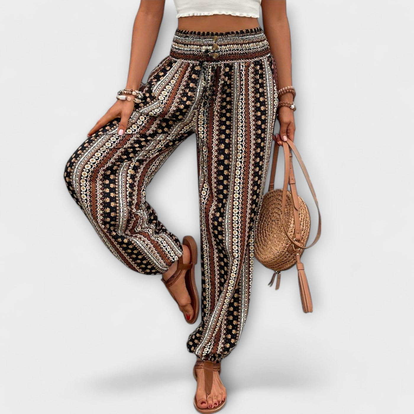 Scarlett - Pants with Ethnic Graphic